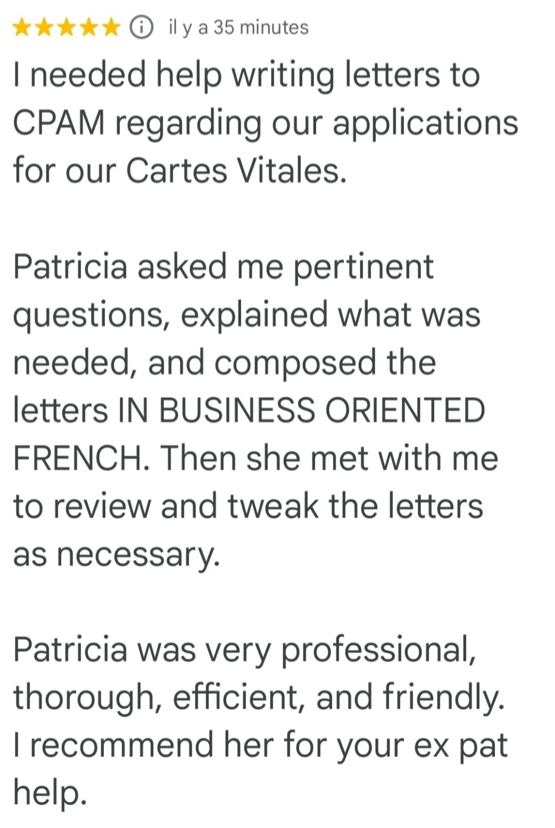 REVIEW AFTER LETTER TO CPAM
